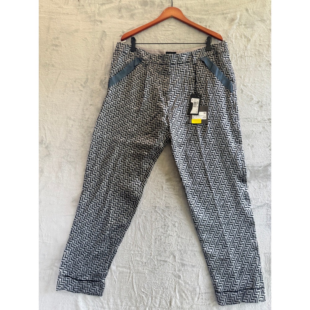 NWT Giorgio Armani Chevron Linen Silk Trousers PantsGrey IT 50 US 14 MSRP $1087